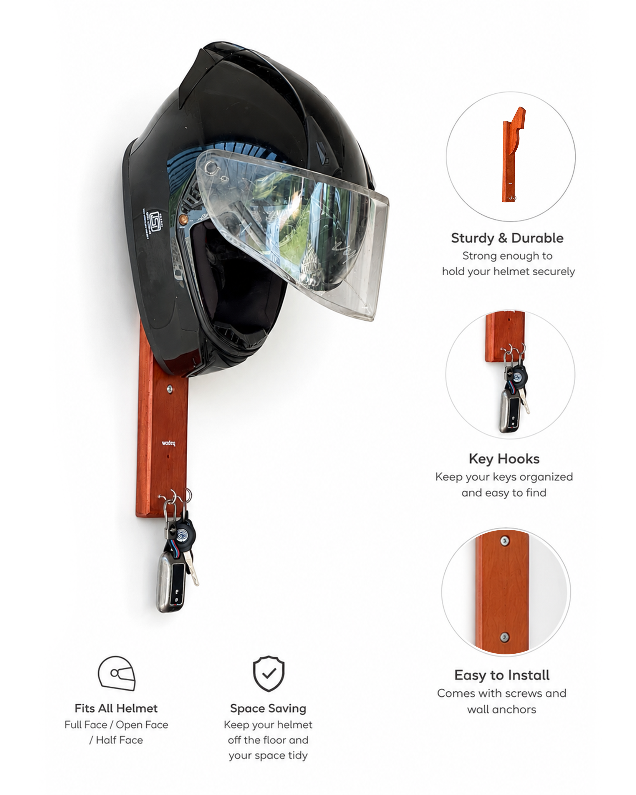 Wooden Helmet Holder